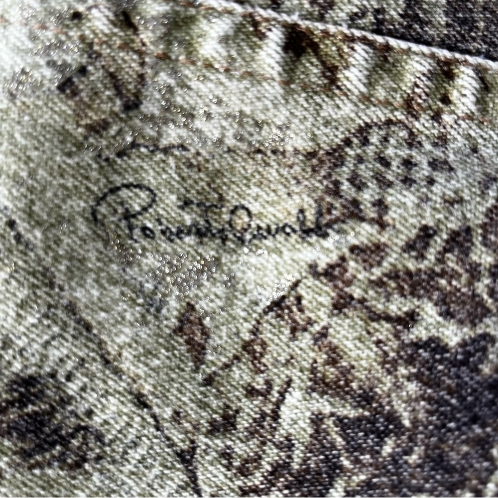Roberto Cavalli Rare Pattern Vintage Baroque Print Metallic Bootcut Jean… - Picture 6 of 12